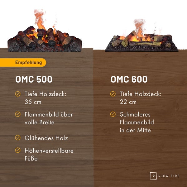 GLOW FIRE Elektrokamin 'Tucholsky Left Corner' | Wasserdampf Kamin mit OMC 600 inkl. Holz in schwarz als Raumteiler | HxBxT: 140x90x45 cm