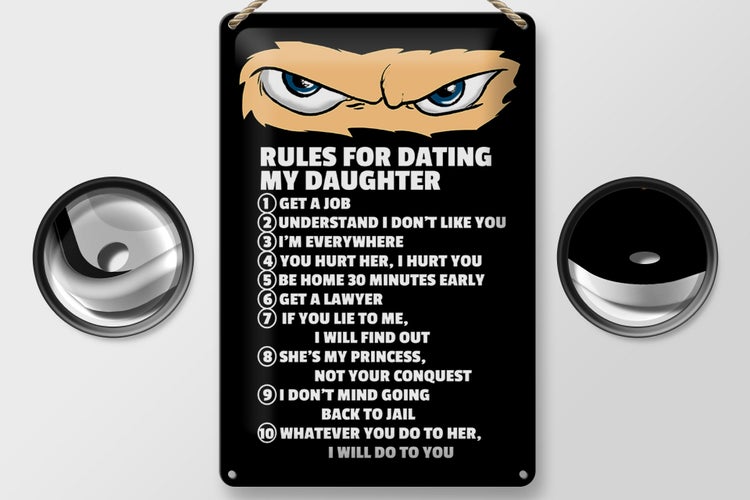 Blechschild Spruch 20x30cm Rules for dating my daughter Ninja