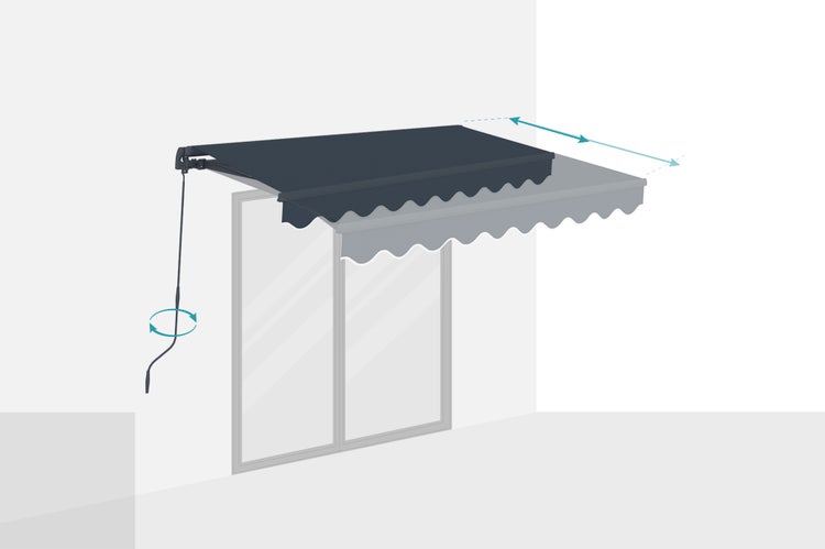 VECCHIO einteilige Markise 2,5 m x 2 m Grau - Premium-Canvas 320 g/m²
