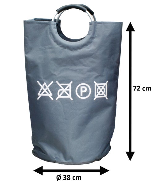 ADOB Wäschekorb faltbar Wäschesammler Wäschesack, 90 L, Aluminium Griffe, sehr stabil, abwaschbar, tragbar, 72 x 38 cm