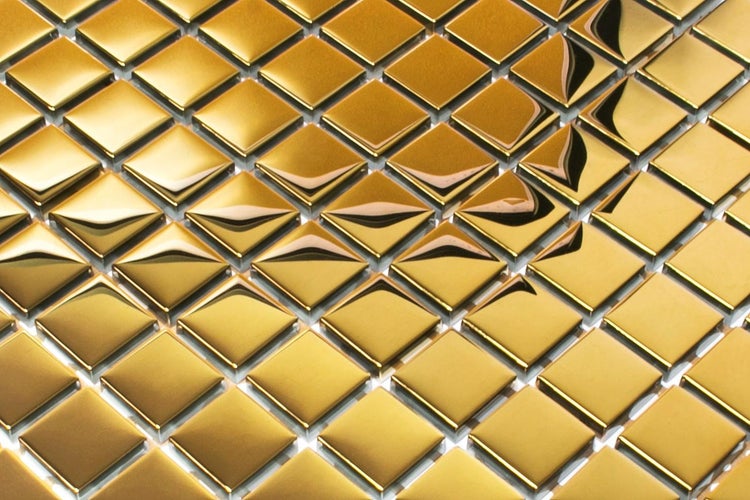 Glasmosaik auf Netz für Bad und Küche 30cm x 30cm  - Pure Gold