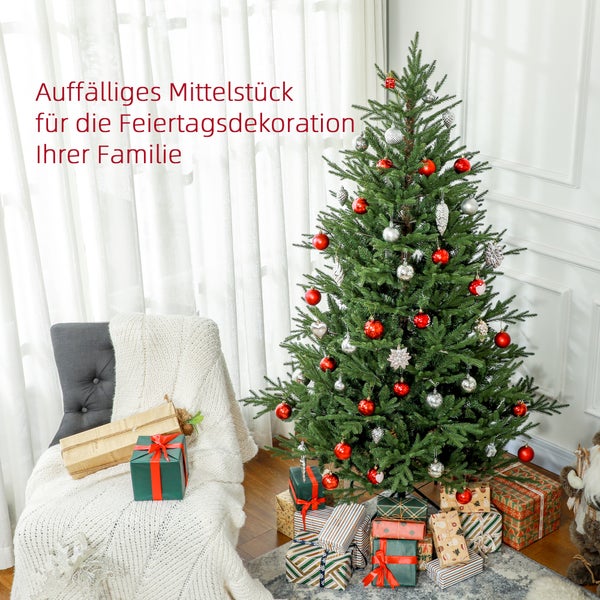 HOMCOM künstlicher Weihnachtsbaum, 180 cm Christbaum mit 2380 Spitzen, klappbar Metallständer, für Weihnachten Deko, Grün