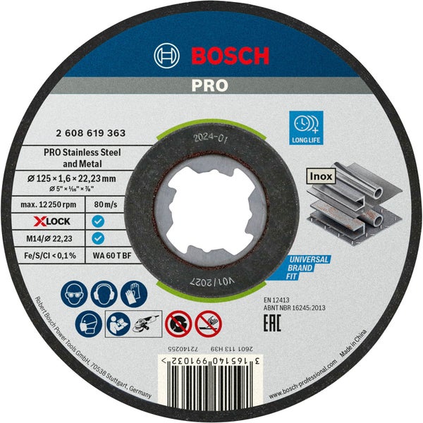 Bosch Trennscheibe Pro Edelstahl und Metall, Durchmesser 125 Millimeter