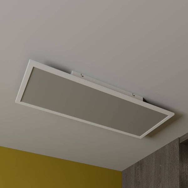 Rechteckiges LED-Panel für die Deckenmontage mit weißem Rahmen.