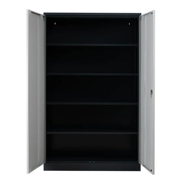PROREGAL Stahlschrank Bee 4 Fachböden HxBxT 195 x 92 x 50 cm Pulverbeschichtetes & Verstärktes Fachbodenmaterial Anthrazit & Grau