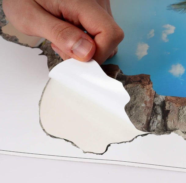 3D Wanddurchbruch selbstklebender Sticker Schneebedeckte Häuser WS16026_60x50 cm