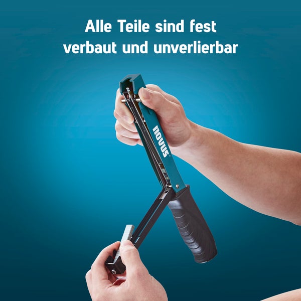 Novus Tools Hammertacker J-022, 4–6 mm Typ H, Premium-Tacker geeignet für Feindrahtklammern, Teppiche & Stoffe 030-0451