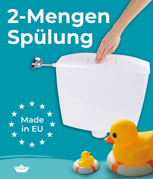 Calmwaters®  Spülkasten Premium, Made in EU, wassersparend, 2-Mengen-Spülung, Aufputz Spülkasten, flexible Montage, 29HB2723