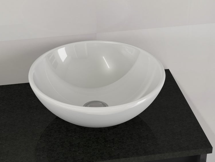 Aqua Bagno Tondo Aufsatzwaschbecken KR40-2 – 40 x 40 cm – Weiß Hochglanz – Keramikbecken ohne Hahnloch & Überlauf