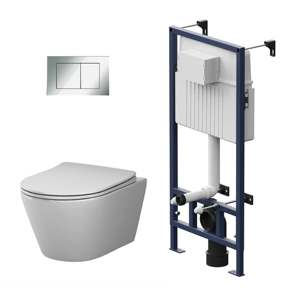 Vorwandelement mit Betätigungsplatte und Wand-Tiefspül-WC