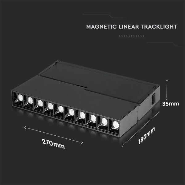 Magnetische lineare Schienenleuchte mit den Maßen 270 mm x 180 mm x 35 mm.