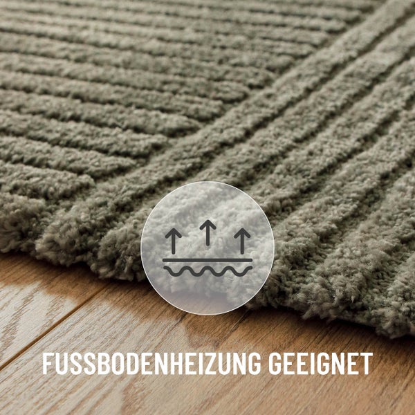 Strukturierter Teppich geeignet für Fußbodenheizung.