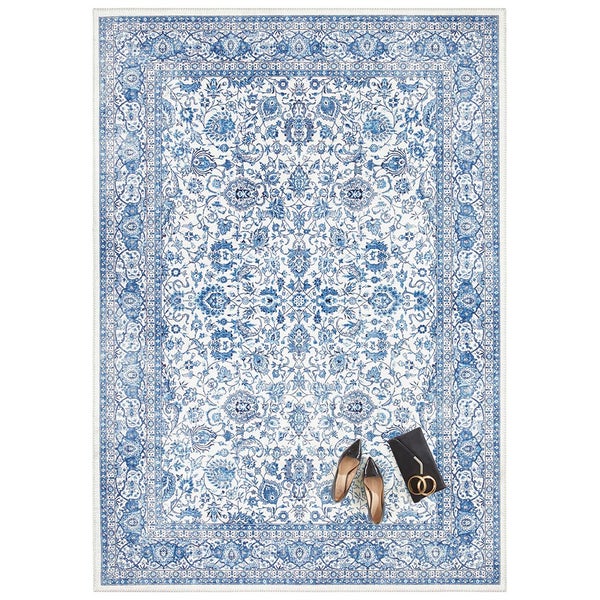 Kurzflor Teppich Keshan Maschad Saphirblau - 80x150x0,7cm