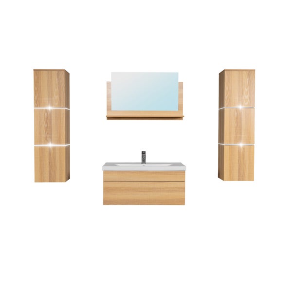 Home Deluxe - Badmöbel-Set - WANGEROOGE BIG Holz - X-Large - inkl. Waschbecken und komplettem Zubehör - Breite Waschbecken: ca. 80 cm I Badezimmermöbel Waschtisch Badmöbelset