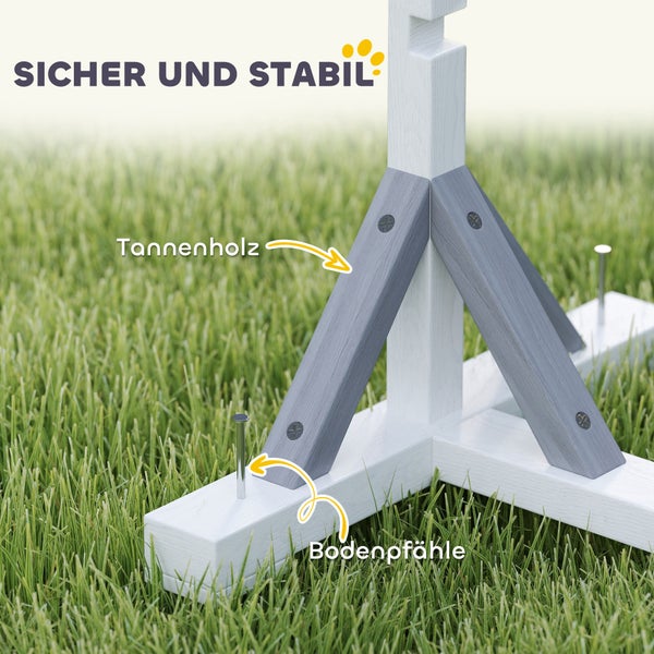 PawHut Agility Set Hunde 4-teiliges Agility-Ausrüstung für Hundetraining Steckhürdenset mit höhenverstellbar Hürden Reifen Trainingszubehör Koordinationstraining Agilityset für Spiele Training