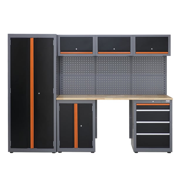 Werkbankkombination mit Schrank, Schubladen und Lochwand