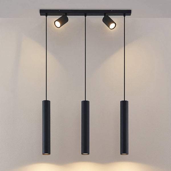 Lindby Pendelleuchte Sanad (Modern) in Schwarz aus Metall (5 flammig, GU10) - Deckenlampe Esstischlampe Hängelampe Hängeleuchte Wohnzimmerleuchte