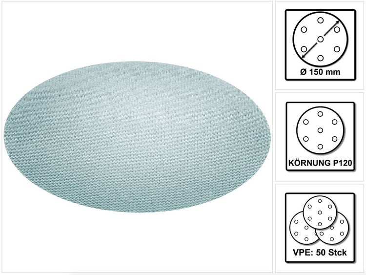 Festool Netzschleifmittel	STF D150 P120 GR NET/50 150 mm / 50 Stk. ( 203305 )