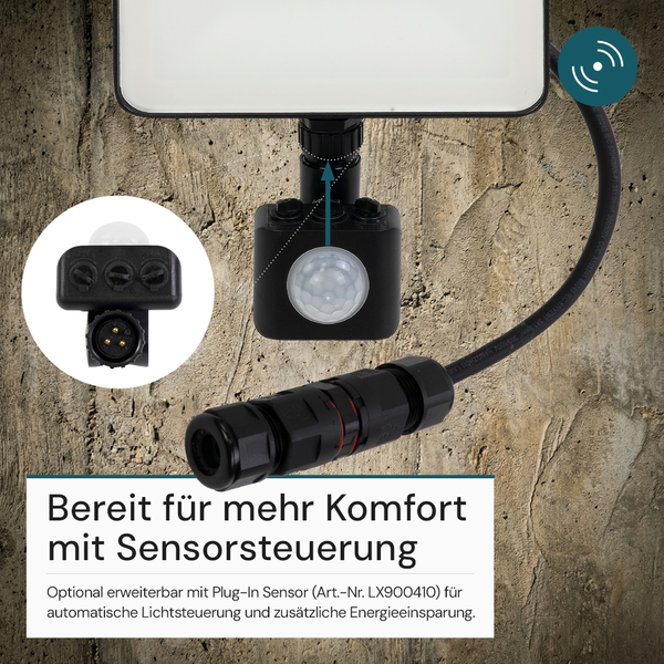Außenleuchte mit optionalem Sensor für automatische Lichtsteuerung und Energieeinsparung