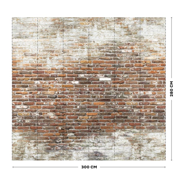 Backsteinmauer Rustikal - Fototapete - 280x300 cm