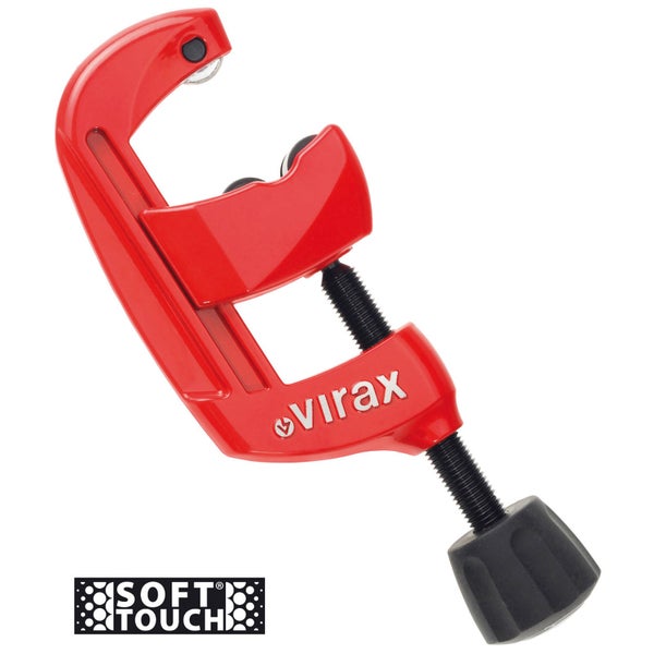 Virax Rohrabschneider mit Teleskopführung für Rohre aus Kupfer und Stahl sowie Soft-Touch-Drehknopf.
