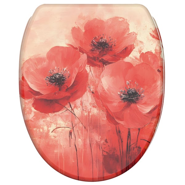 Toilettendeckel mit Mohnblumen Motiv bedruckt