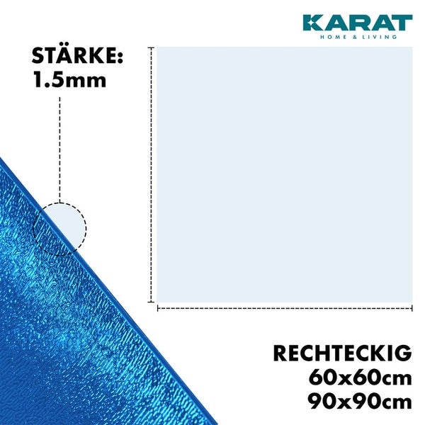 FLOORDIREKT Untersetzer Majesty  - mit abgeschrägter Kante für Blumentöpfe - Bodenschutz - Blau - 60 x 60 cm
