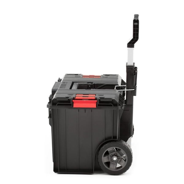 PROREGAL QBRICK Werkzeugtrolley One 50 Liter Mit Deck & Teleskopgriffe Mit Klemmverschlüsse Mit 2 Gummiräder Metall Schwarz