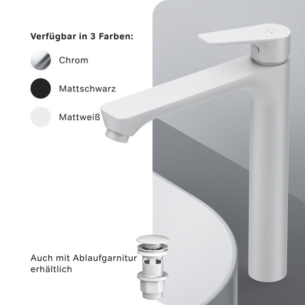 AM.PM Waschtischarmatur für Aufsatzwaschbecken FTA92033 Hit Weiß matt