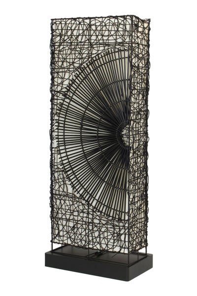 FRANK FLECHTWAREN | Stehlampe Sonne, HOLZ, METALL, ca. 42 x 24 x 110 cm, Zuleitung 190 cm inkl. An-/Aus-Schalter, geeignet für 2 Leuchtmittel der Energ
