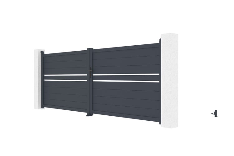 Flügeltor 4m CIMONE H.140 graues Aluminium