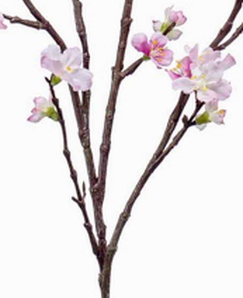 Künstlicher Kirschblütenzweig mit hellrosa Blüten und braunem Ast.