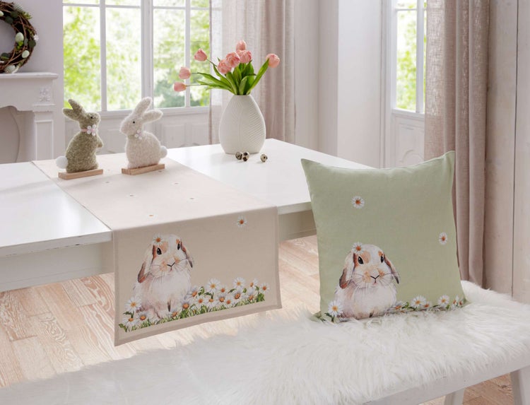 FRANK FLECHTWAREN | Kissenhülle Blumenhase, POLYESTER, BAUMWOLLE, 45 x 45 cm