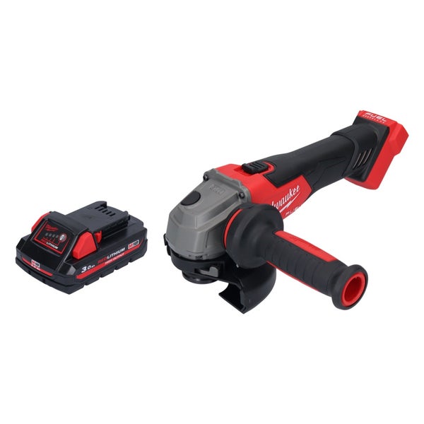 Milwaukee Akku-Winkelschleifer mit einem 18 Volt Redlithium Akku.