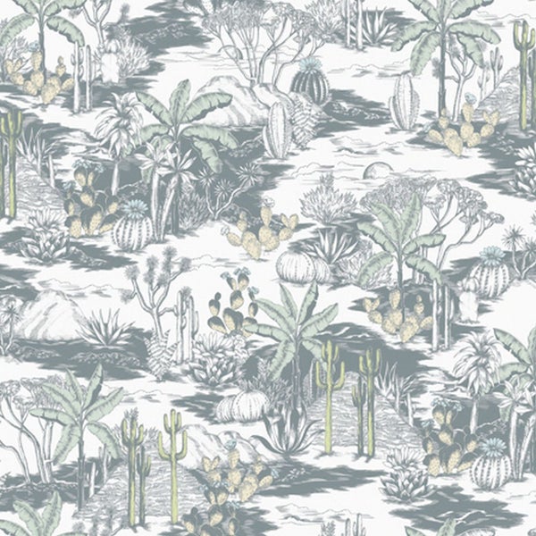 Tapete mit Wüstenmotiv mit Kakteen und Palmen