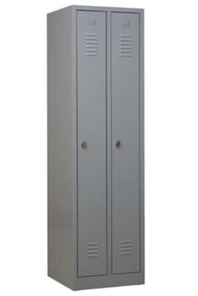 PROREGAL Garderobenspind Camel 2-Fächer HxBxT 180 x 50 x 50 cm Vorhängeschloss Grau