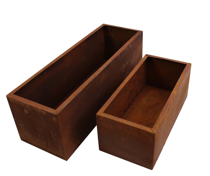 FRANK FLECHTWAREN | Pflanzer Rost, 2er Set, METALL, 40 x 19 x 16 cm, 50 x 24 x 20 cm