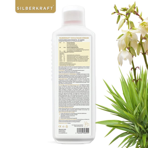 SILBERKRAFT Yucca Dünger – Für Yucca & Palmlilien – NPK Flüssigdünger – 1 Liter