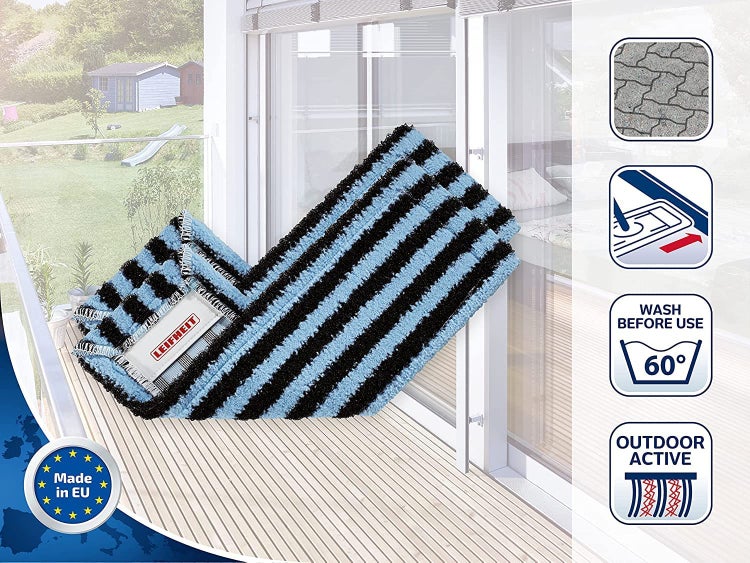Leifheit 2er Set Wischbezug Profi XL outdoor für sehr groben Schmutz, Bodenwischer Ersatzbezug für ideale Schmutzaufnahme dank 2-Faser-System, für den Außenbereich, raue Fliesen und Steinböden