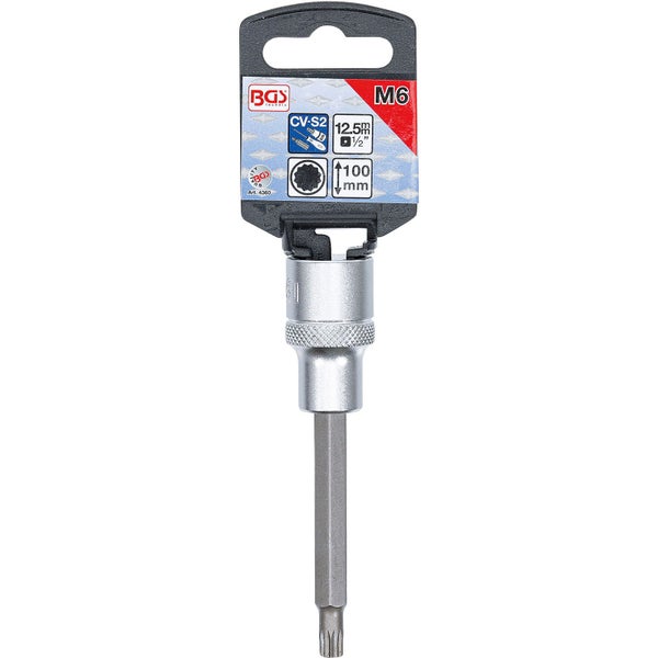 BGS Bit-Einsatz Länge 100 mm Antrieb Innenvierkant 12,5 mm (1/2) Innenvielzahn (für XZN) M6 - 4360