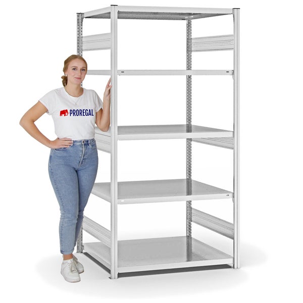 PROREGAL Fachbodenregal Stecksystem T-Profil Heavy-Duty Grundregal HxBxT 200 x 100 x 80 cm 5 Ebenen Fachlast 330 kg Beidseitig Nutzbar Lichtgrau