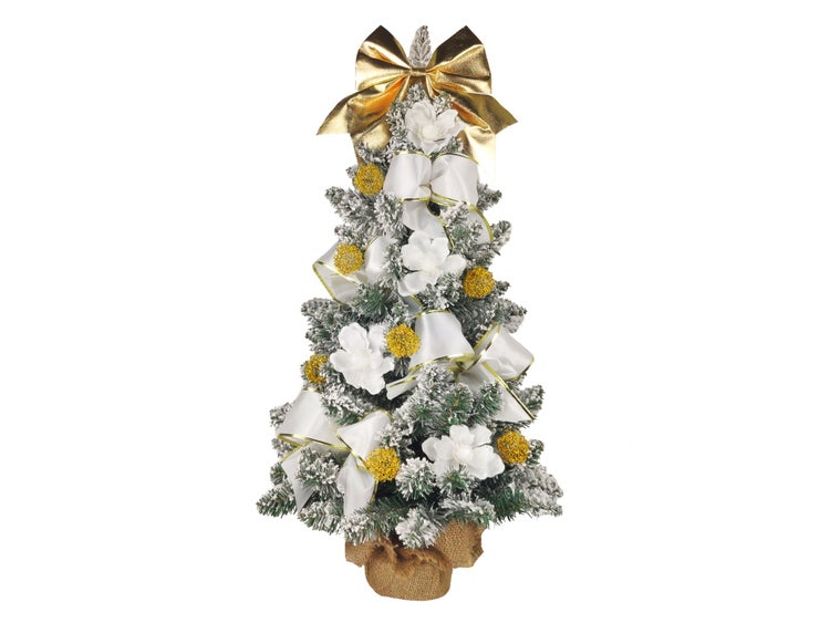 LAALU Geschmückter künstlicher Weihnachtsbaum SNOW BEAUTY 60 cm mit LED-BELEUCHTUNG IM TOPF