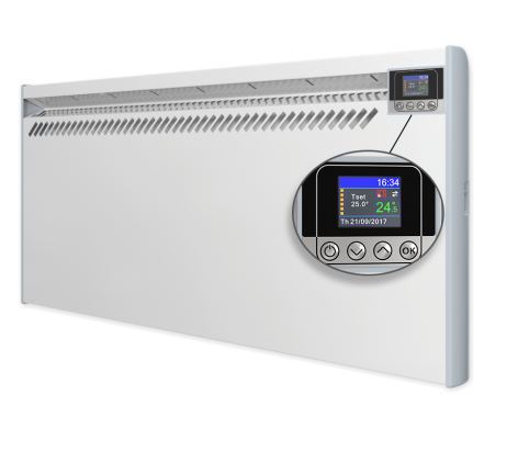 Konvektor Eldom Extra Life 43x71 cm 1000 W Metall weiß inkl. digitalem Thermostat, Frostschutz, Kindersicherung, energiesparend, IP24