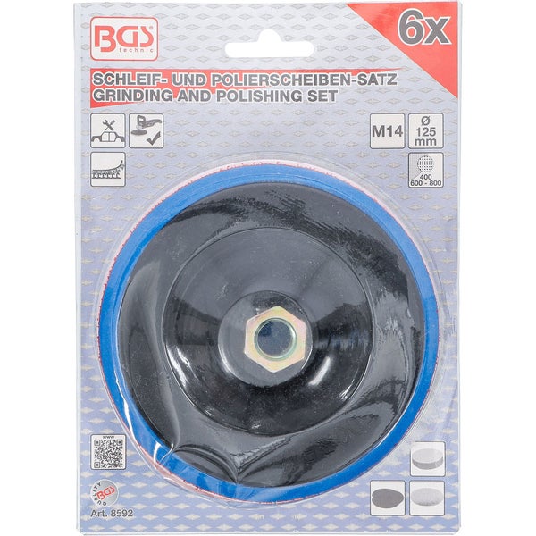 Schleif- und Polierscheiben Satz mit M14 Aufnahme und 125 mm Durchmesser