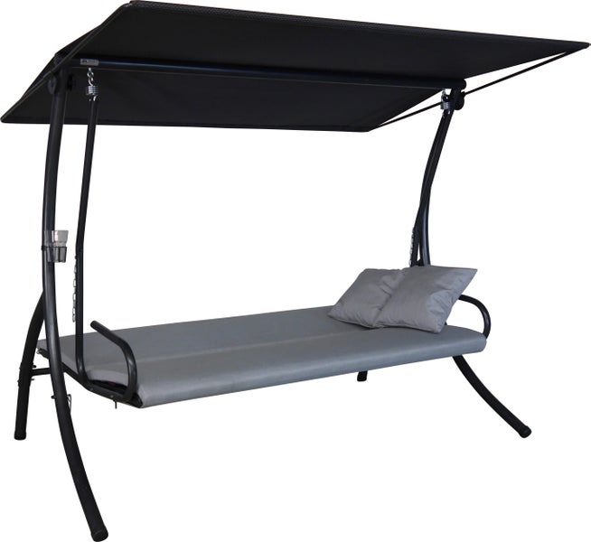 ANGERER Hollywoodschaukel Elegance Zip – Schaukel zum Sitzen, Liegen & Entspannen, 210 x 145 x 160 cm, inkl. Bett-Funktion, einfache Montage, Made in Germany, hochwertiger Stoff, granit
