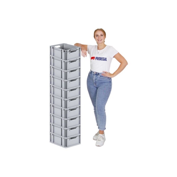 PROREGAL Spar Set 10x Eurobox Nextgen Economy Mit Scharnierdeckel & Blauen Schiebeschnappverschlüssen Griffe Offen HxBxT 17 x 30 x 40 cm 16 Liter
