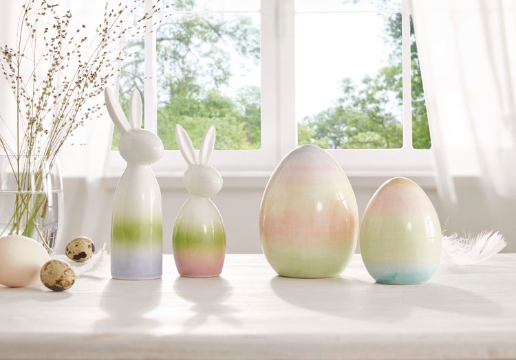 FRANK FLECHTWAREN | Hase Pastell, 2er Set, PORZELLAN, H: 14 cm, H: 17 cm