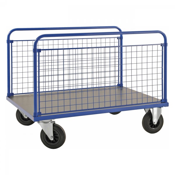 Transportwagen mit Gitteraufsatz und vier Rädern