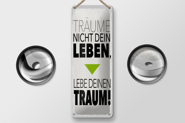 Blechschild Spruch Leben lebe deinen Traum 27x10cm