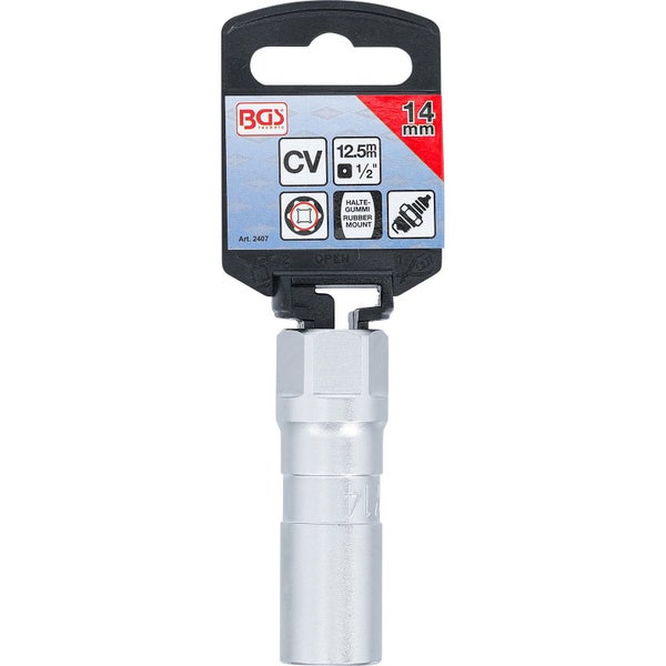 BGS Zündkerzen-Einsatz Sechskant Antrieb Innenvierkant 12,5 mm (1/2) SW 14 mm - 2407